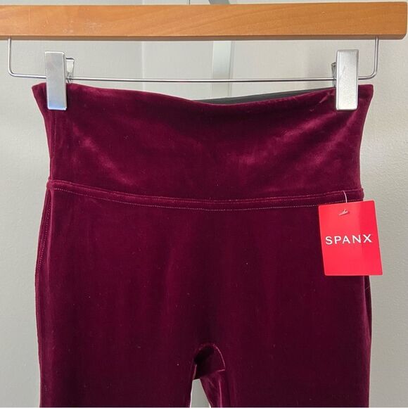 NWT Spanx Velvet Leggings Rich Burgundy size XS - Picture 7 of 14